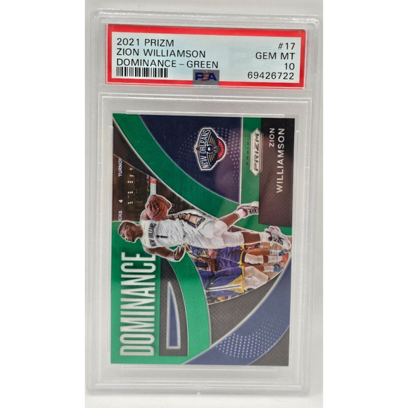 2021 Panini Prizm Zion Williamson Dominance Green PSA 10 - Picture 3 of 4